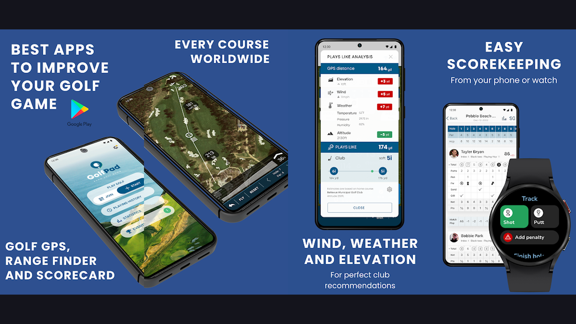 Golf Pad golf app screenshots