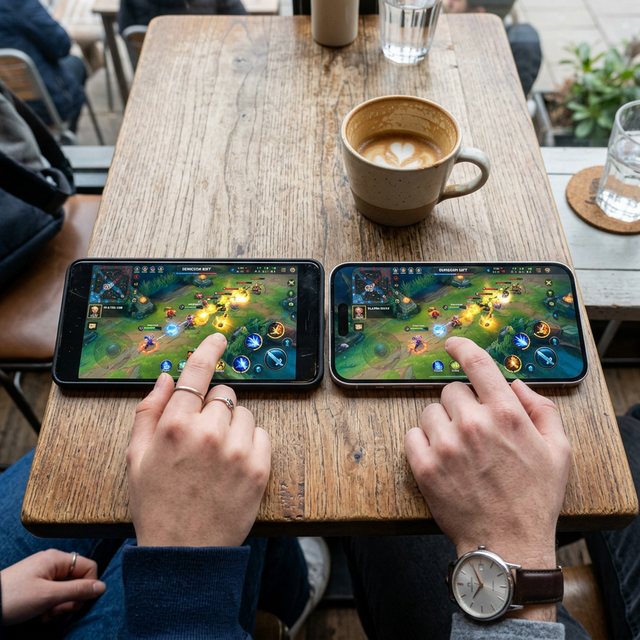 Two players enjoying a mobile cooperative multiplayer game