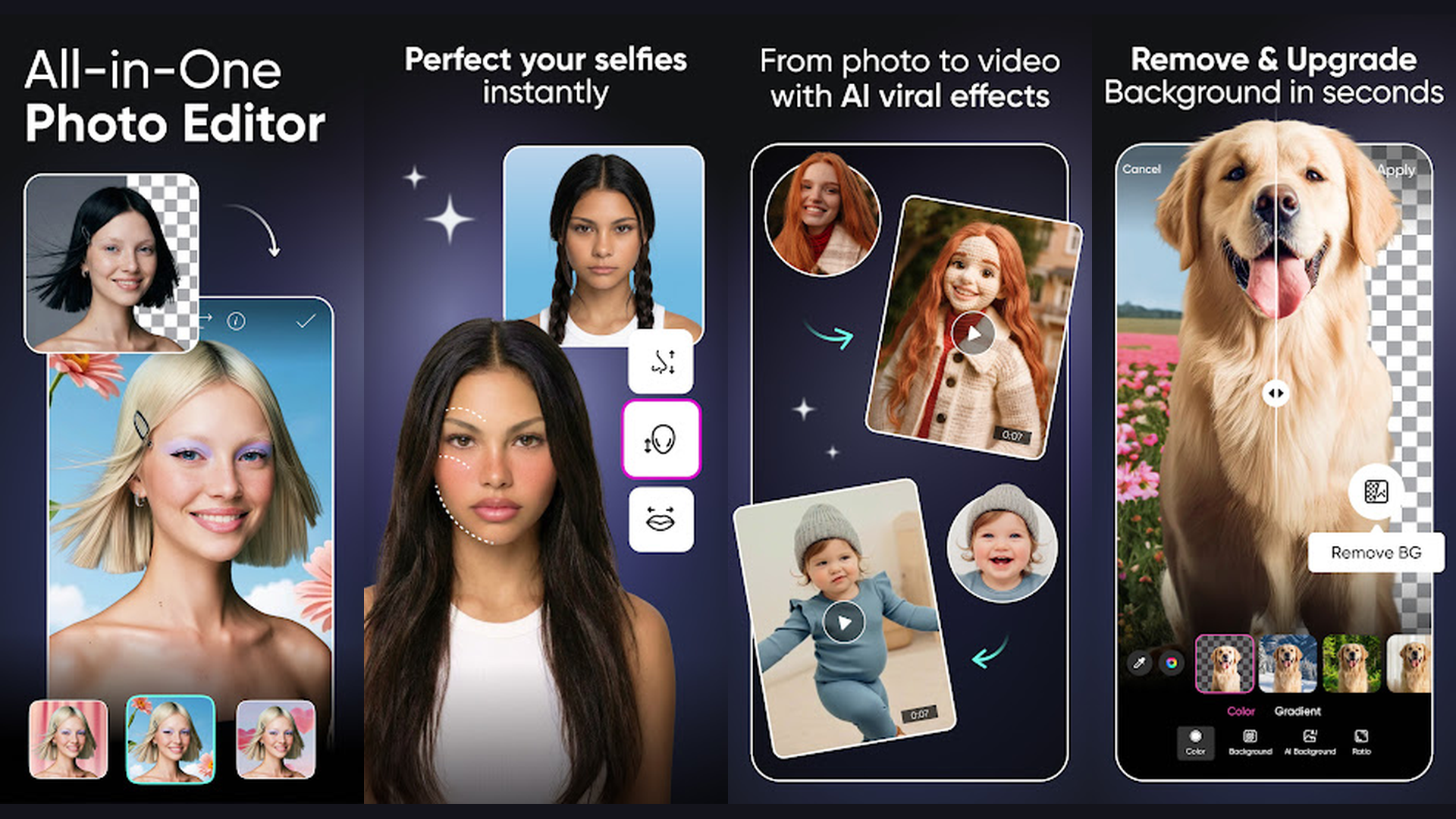 Picsart AI photo editing app screenshots