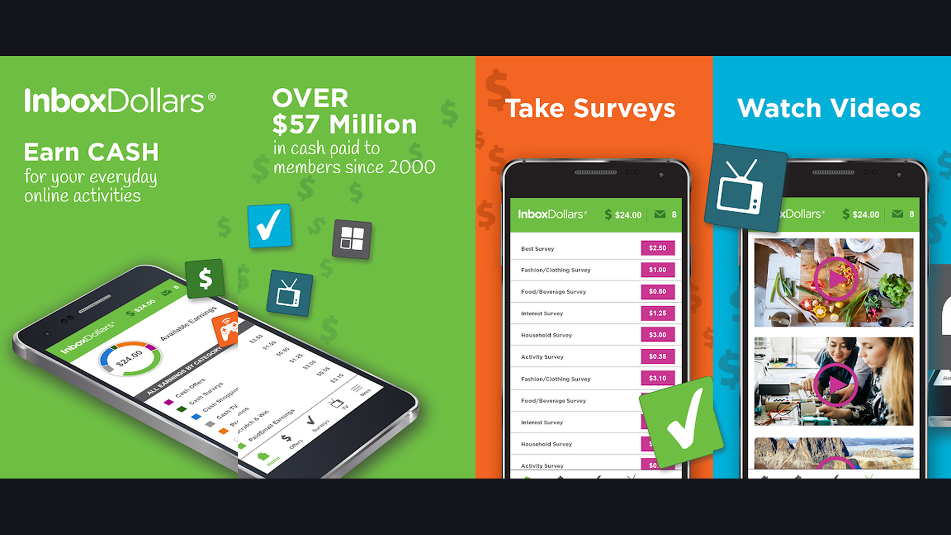 InboxDollars earn rewards app screenshots