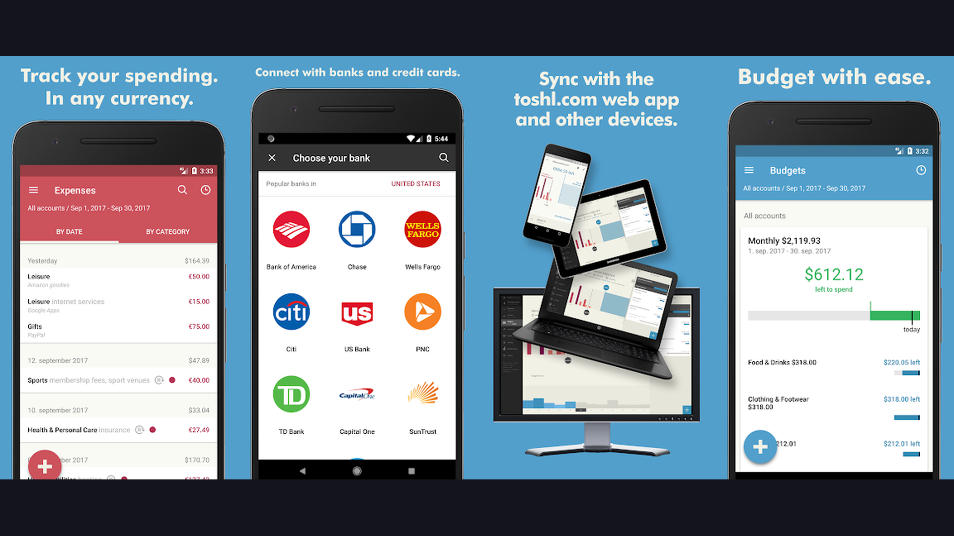 Toshl Finance budgeting app for van life