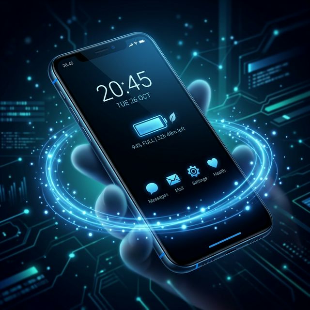 Conceptual visualization displaying energy conservation while navigating via dark mode