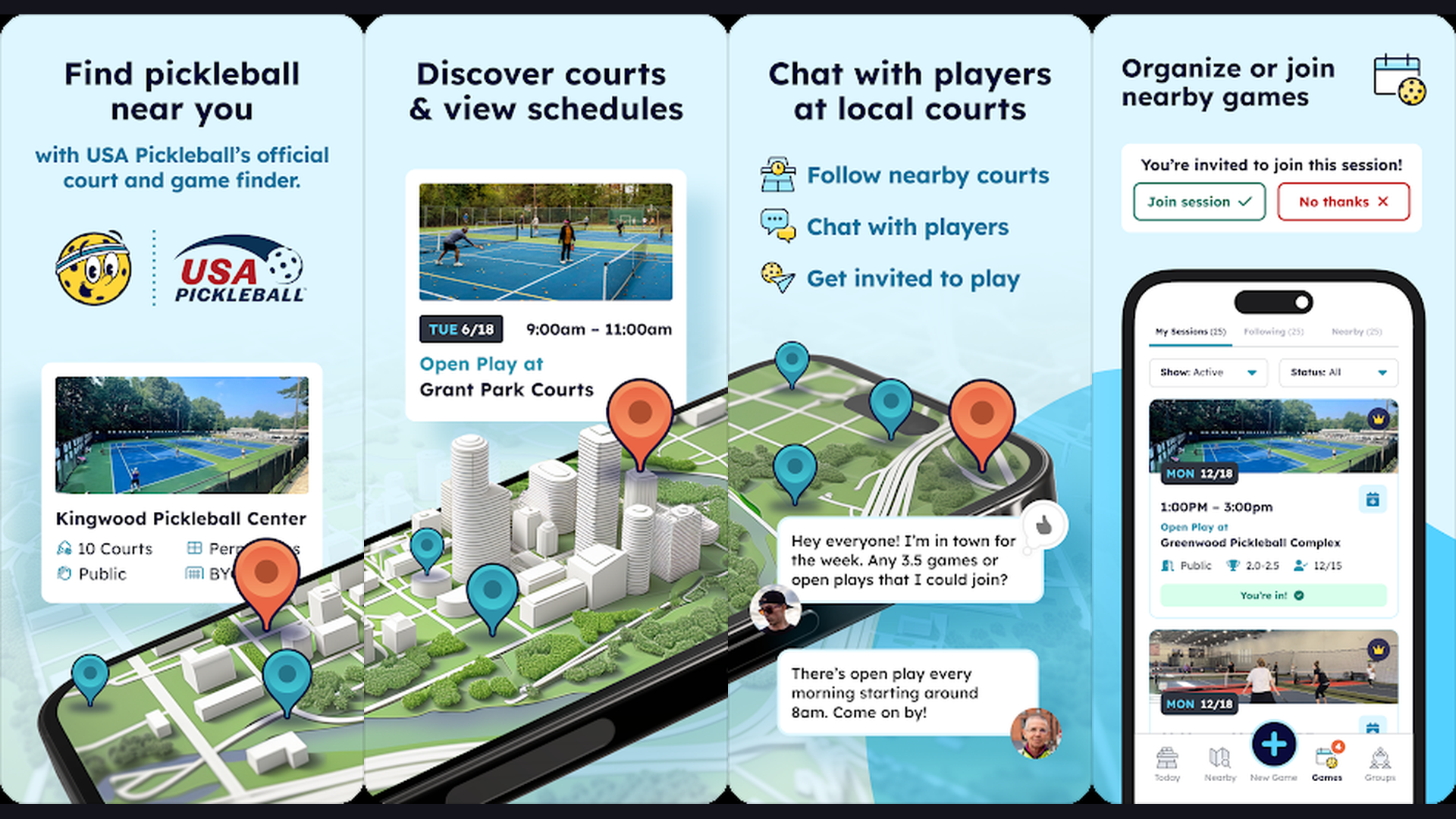 PlayTime Scheduler pickleball app screenshots