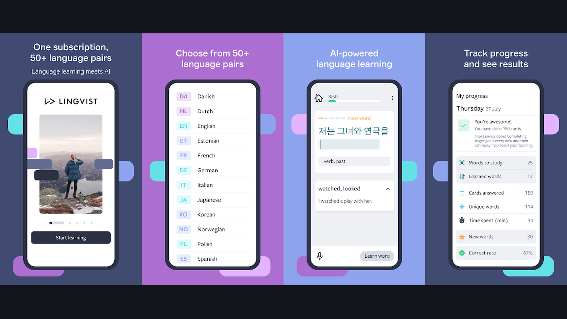 Lingvist language learning app screenshots