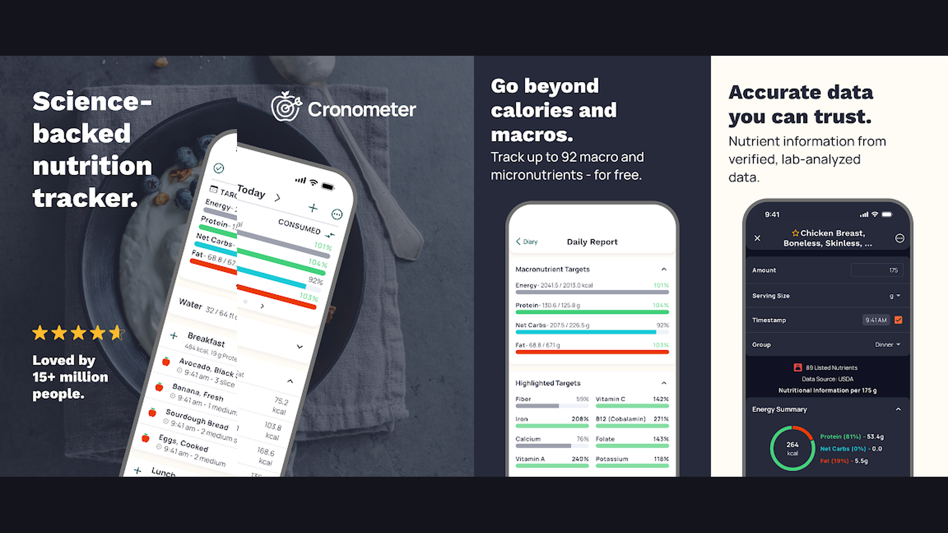 Cronometer app screenshots
