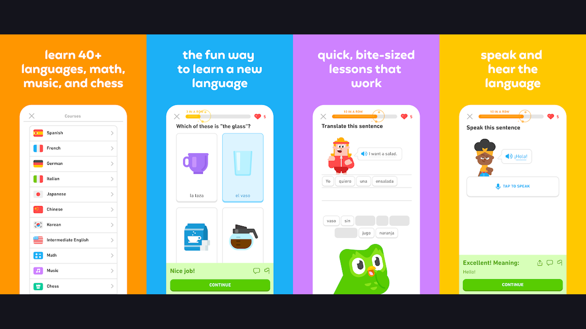 Duolingo language learning app screenshots