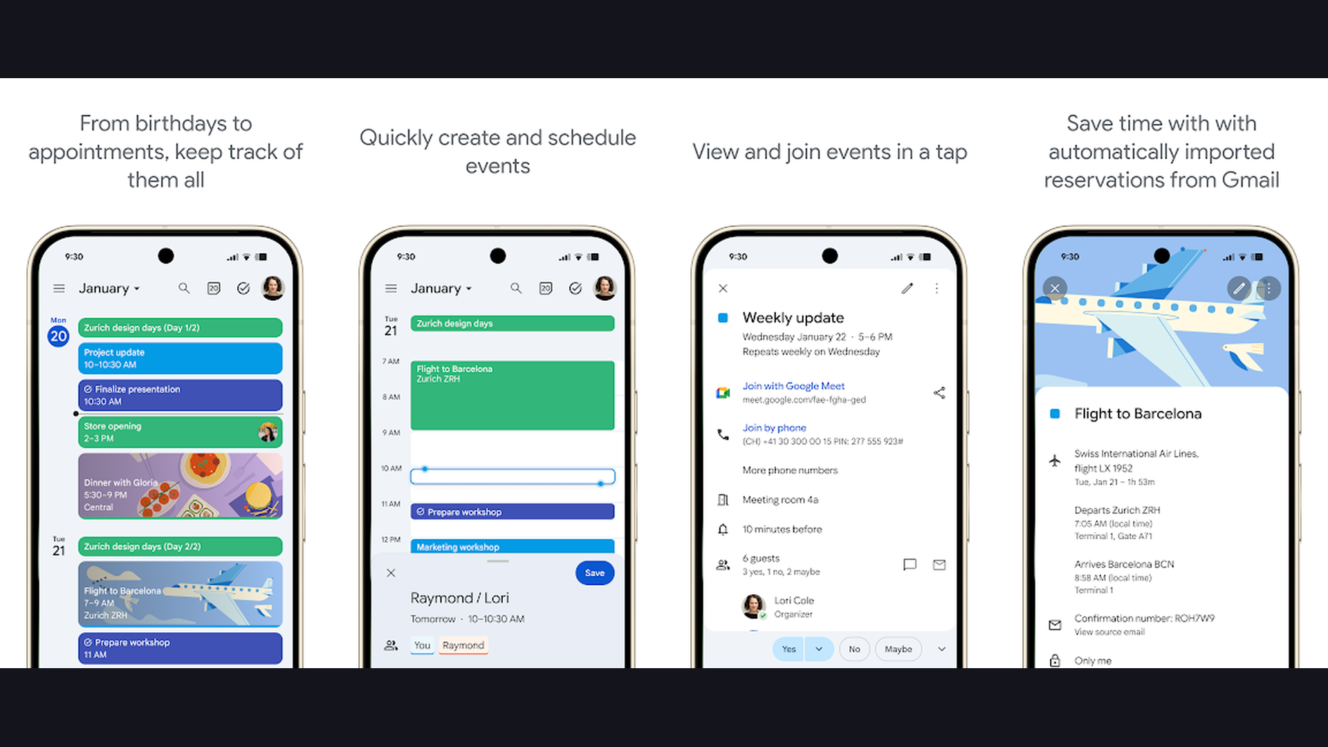 Google Calendar digital planner app screenshots