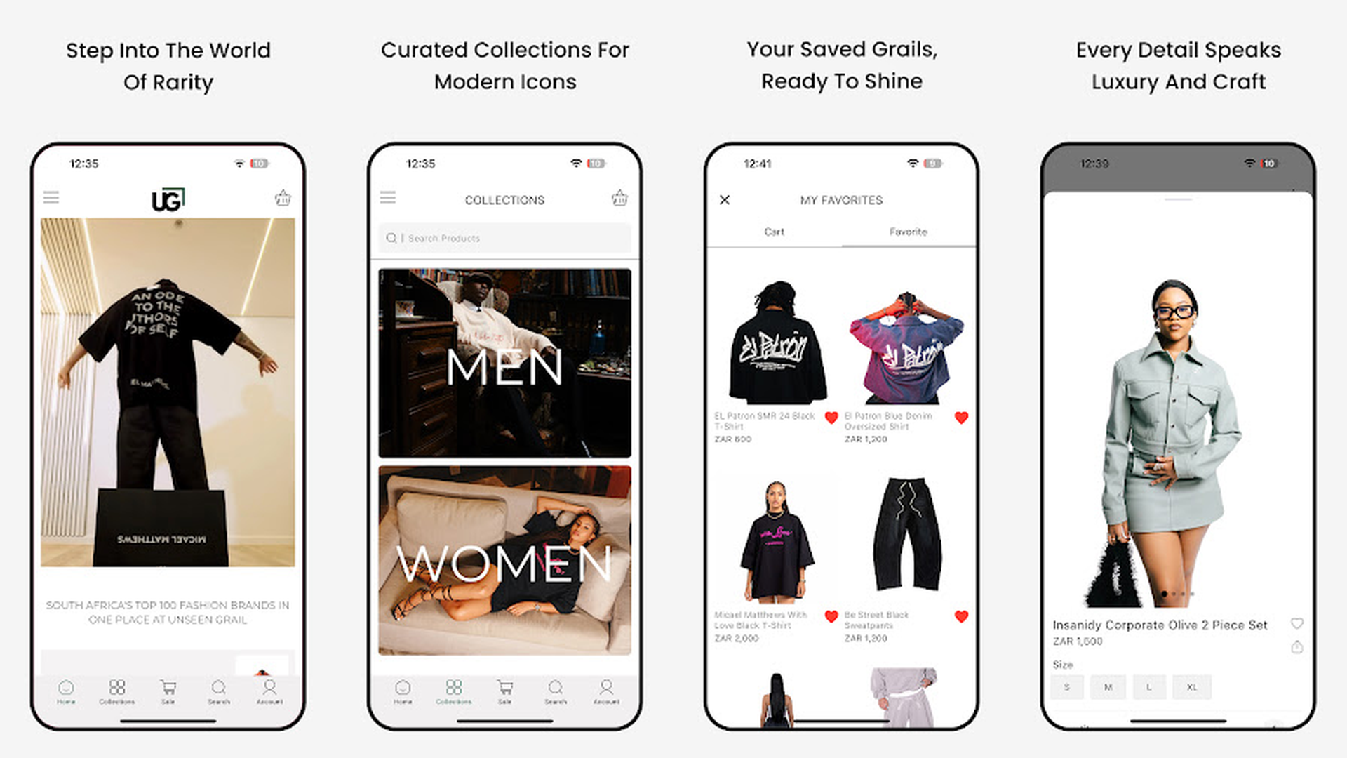 Grailed menswear marketplace app screenshots
