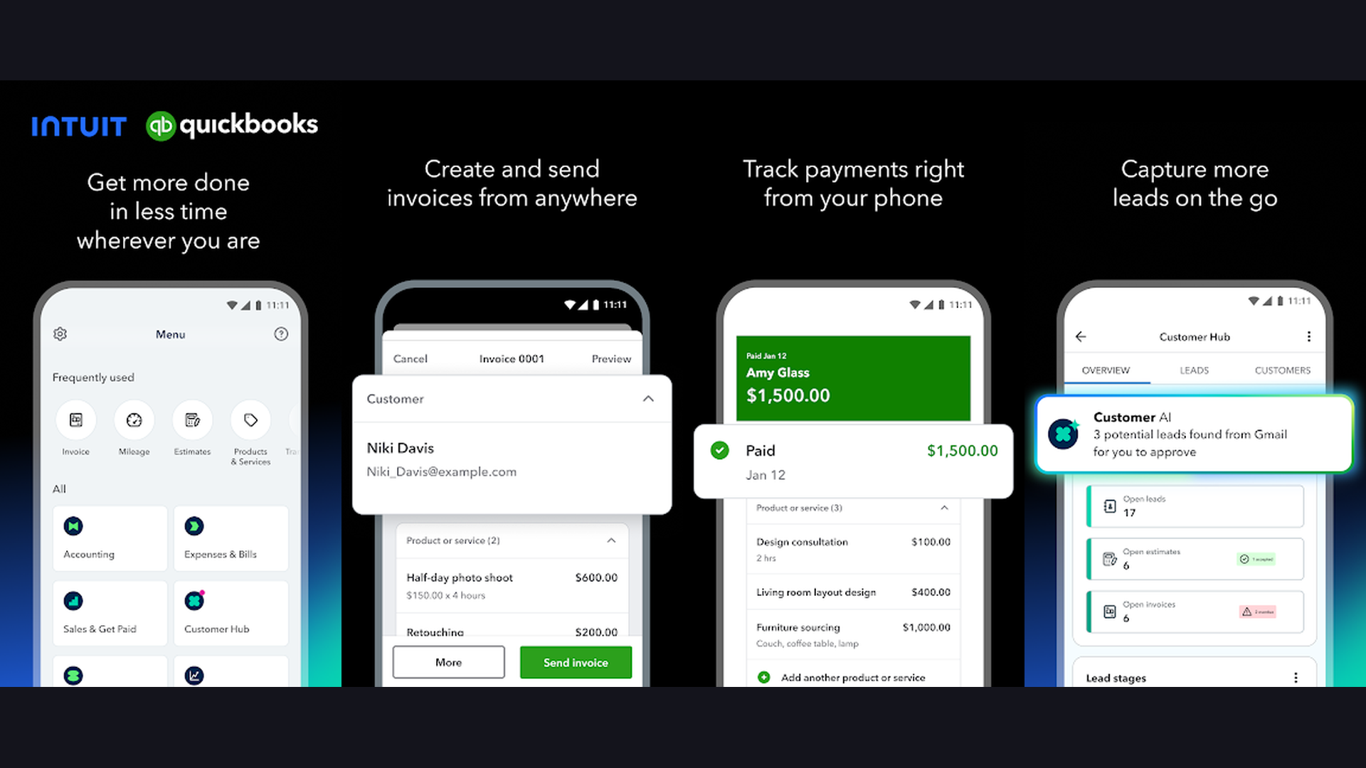 QuickBooks invoice app screenshots