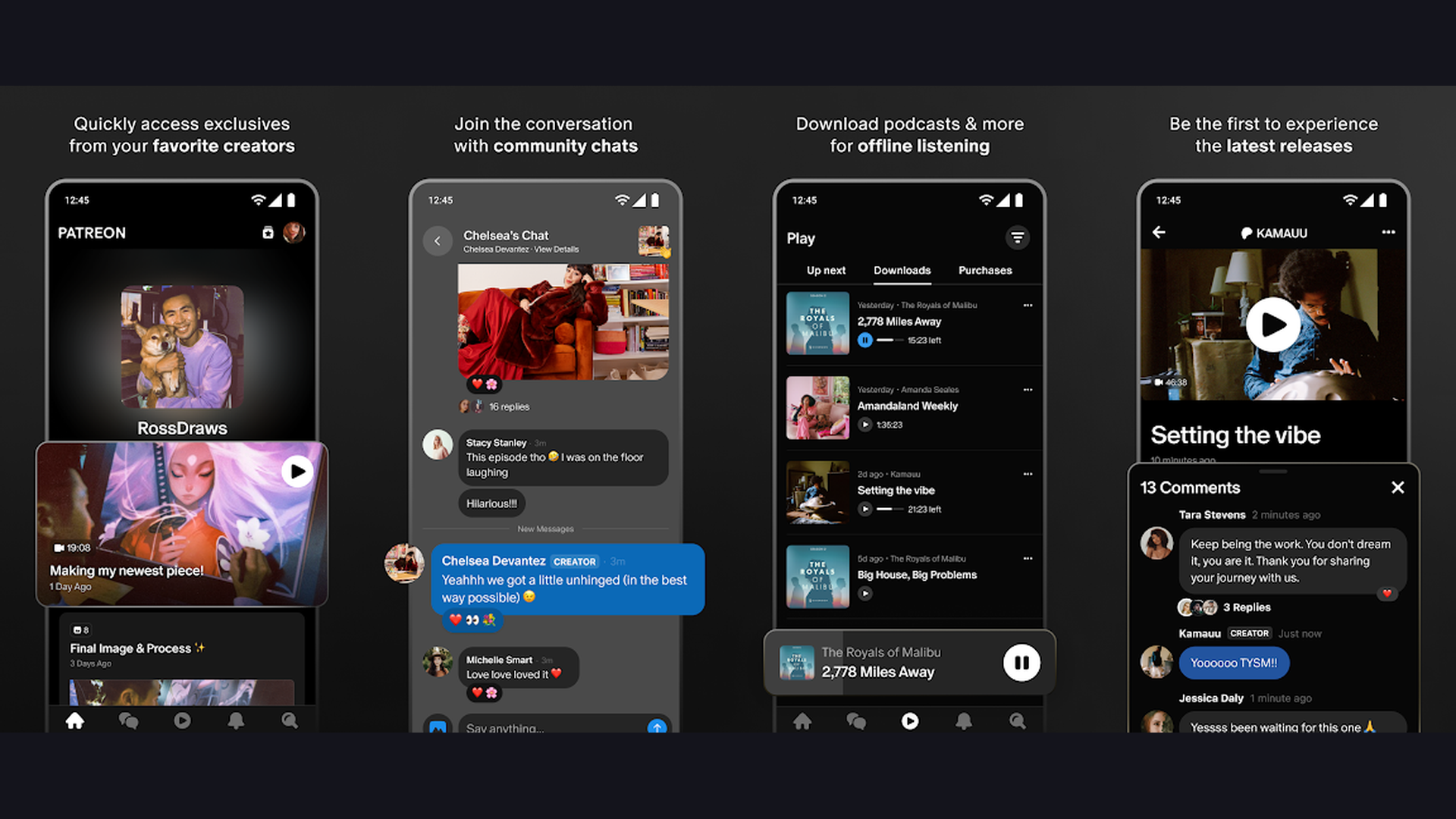 Patreon features and interface