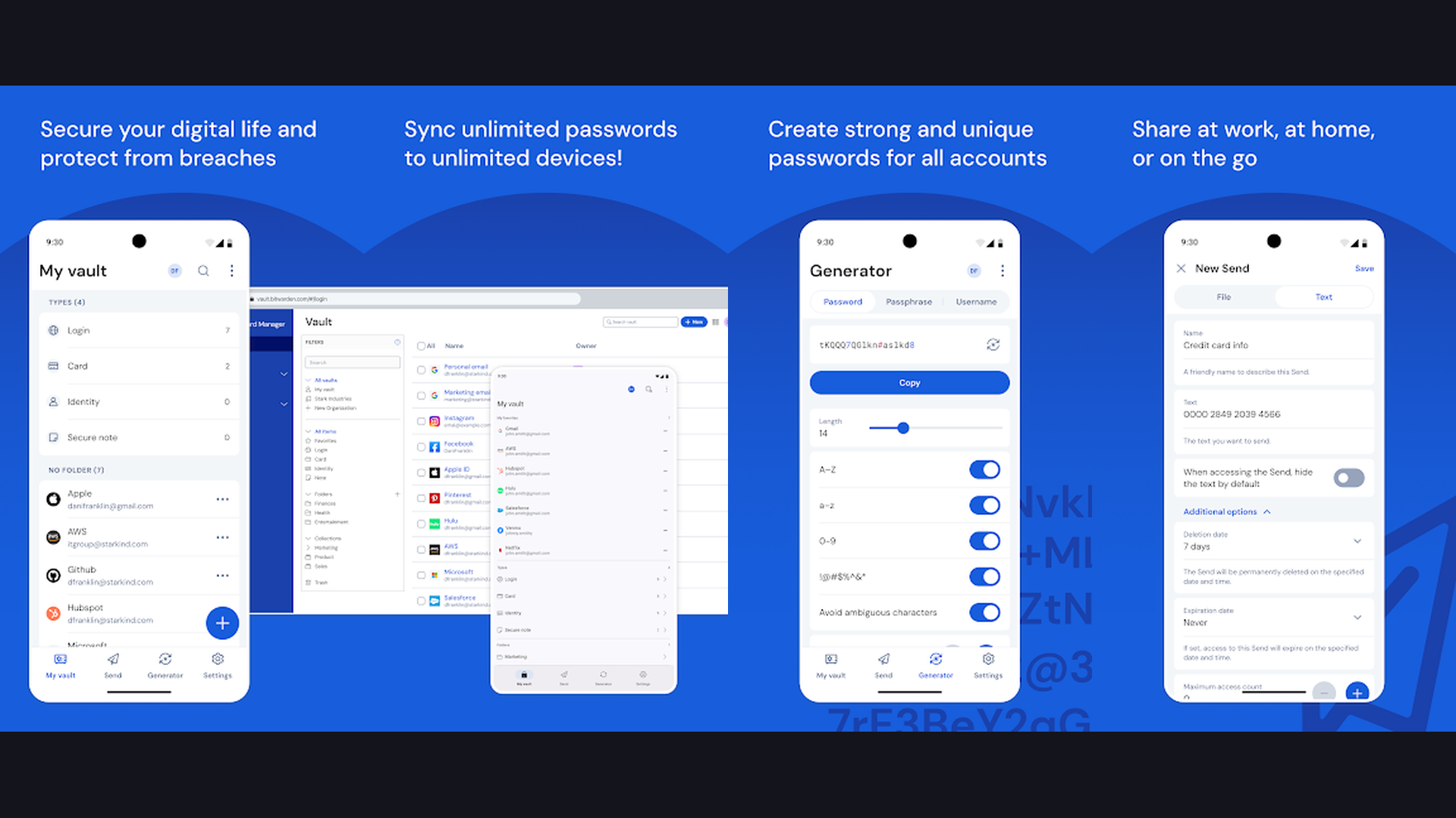 Bitwarden self-hosted app screenshots