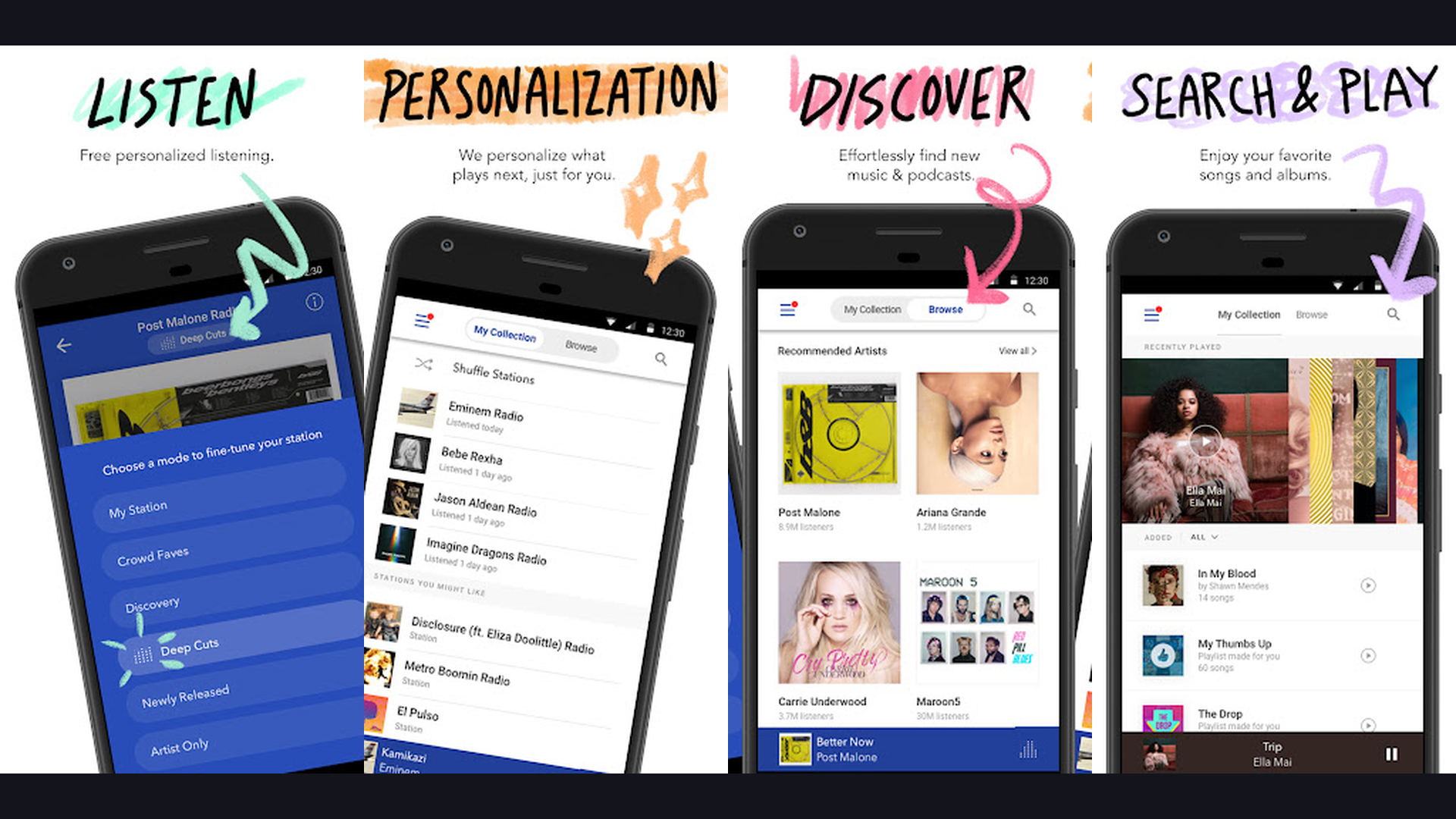 Pandora RV streaming entertainment app screenshots