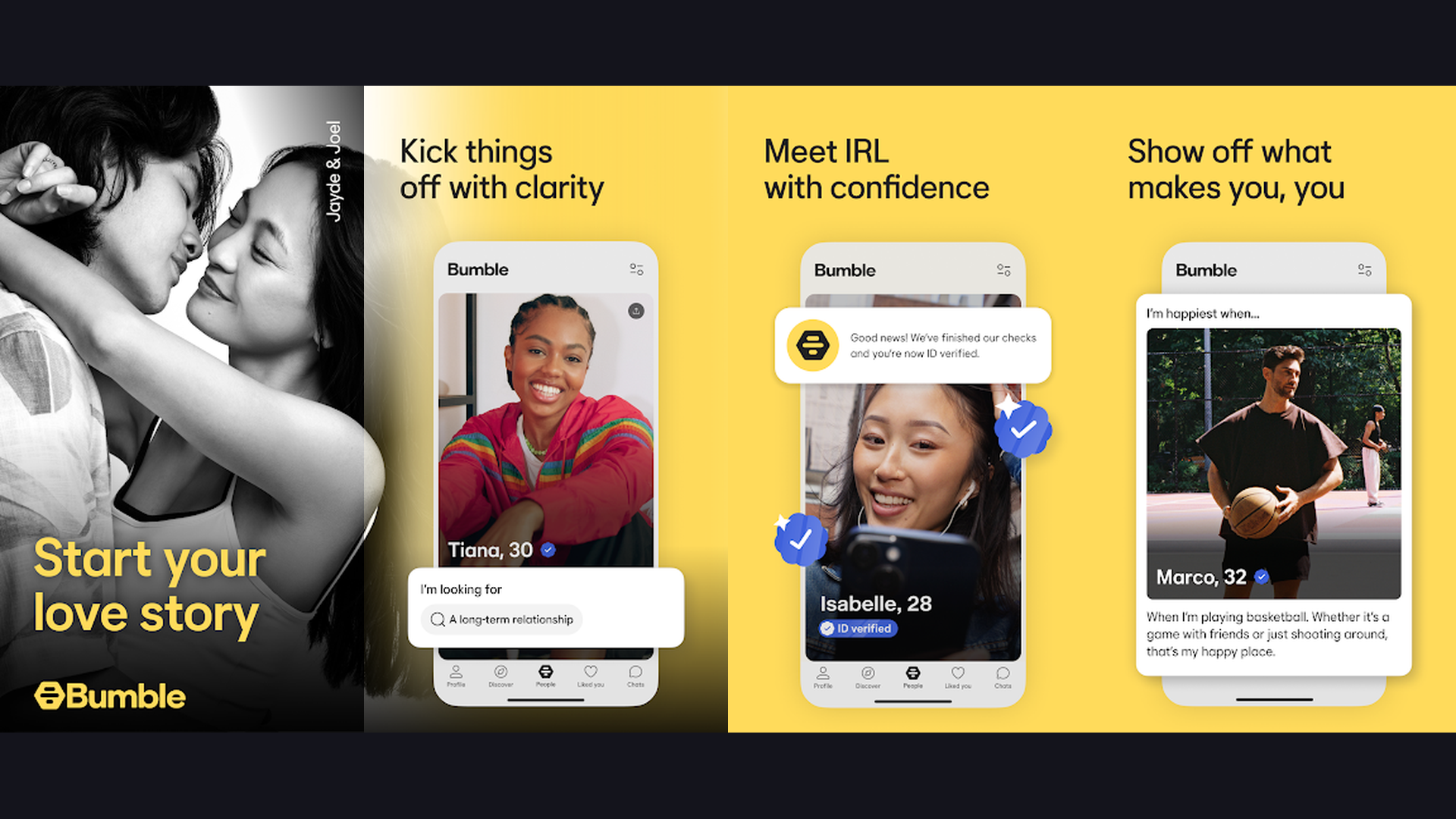 Bumble dating app screenshots