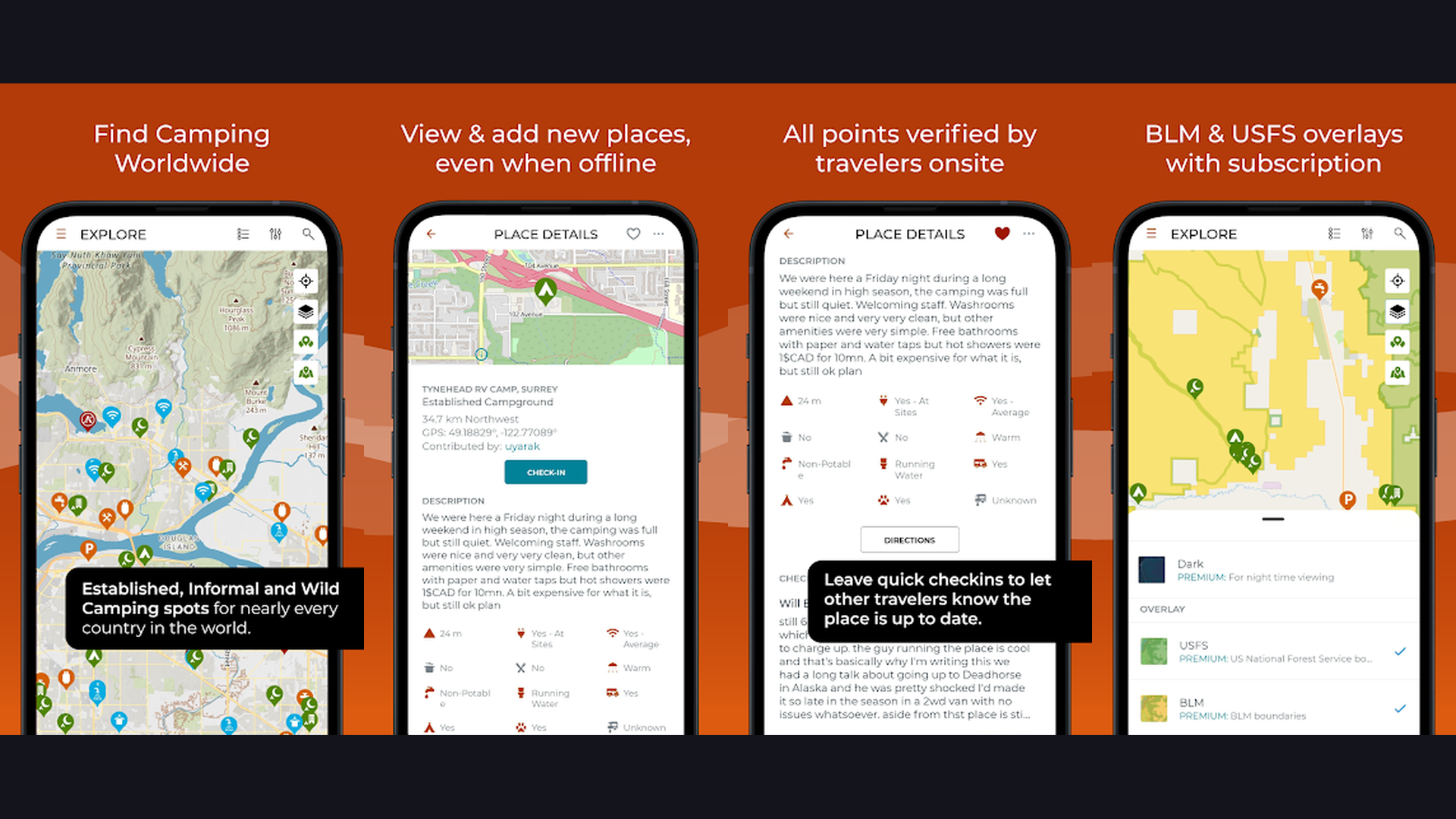 iOverlander RV navigation app screenshots