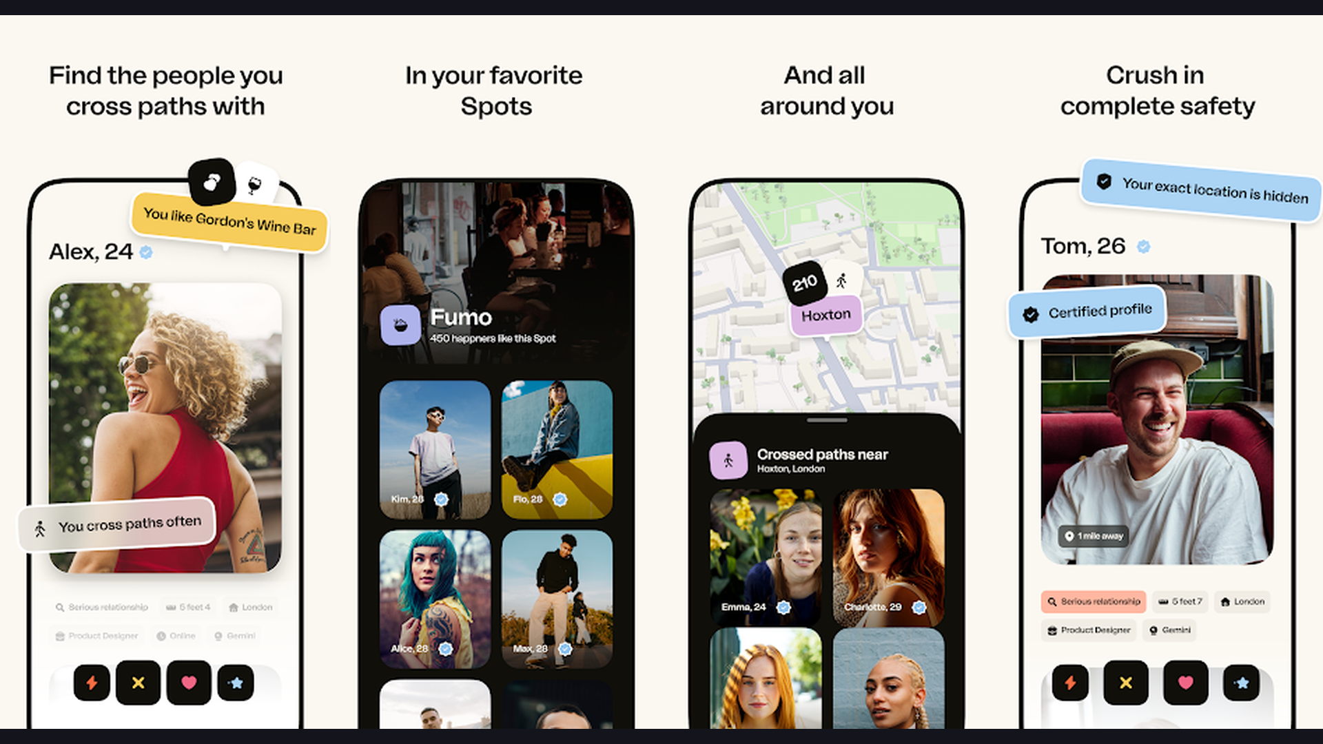 Happn dating app London screenshots