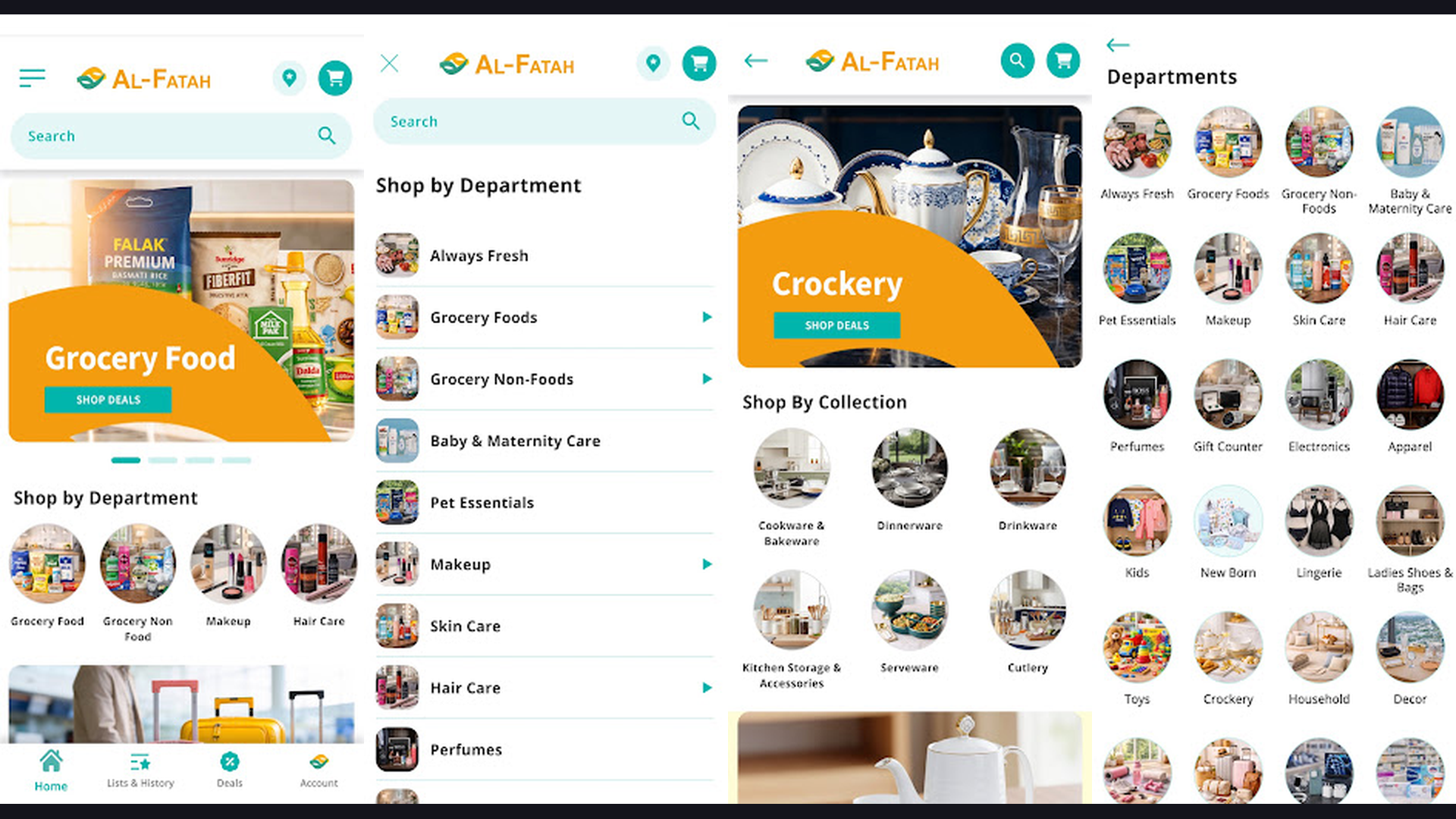 Al-Fatah online shopping app screenshots