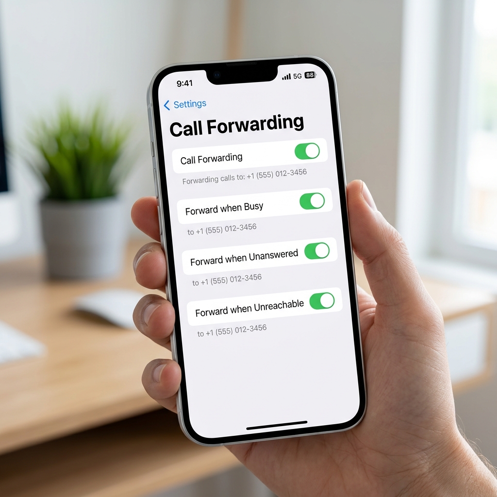 Phone settings showing call forwarding options