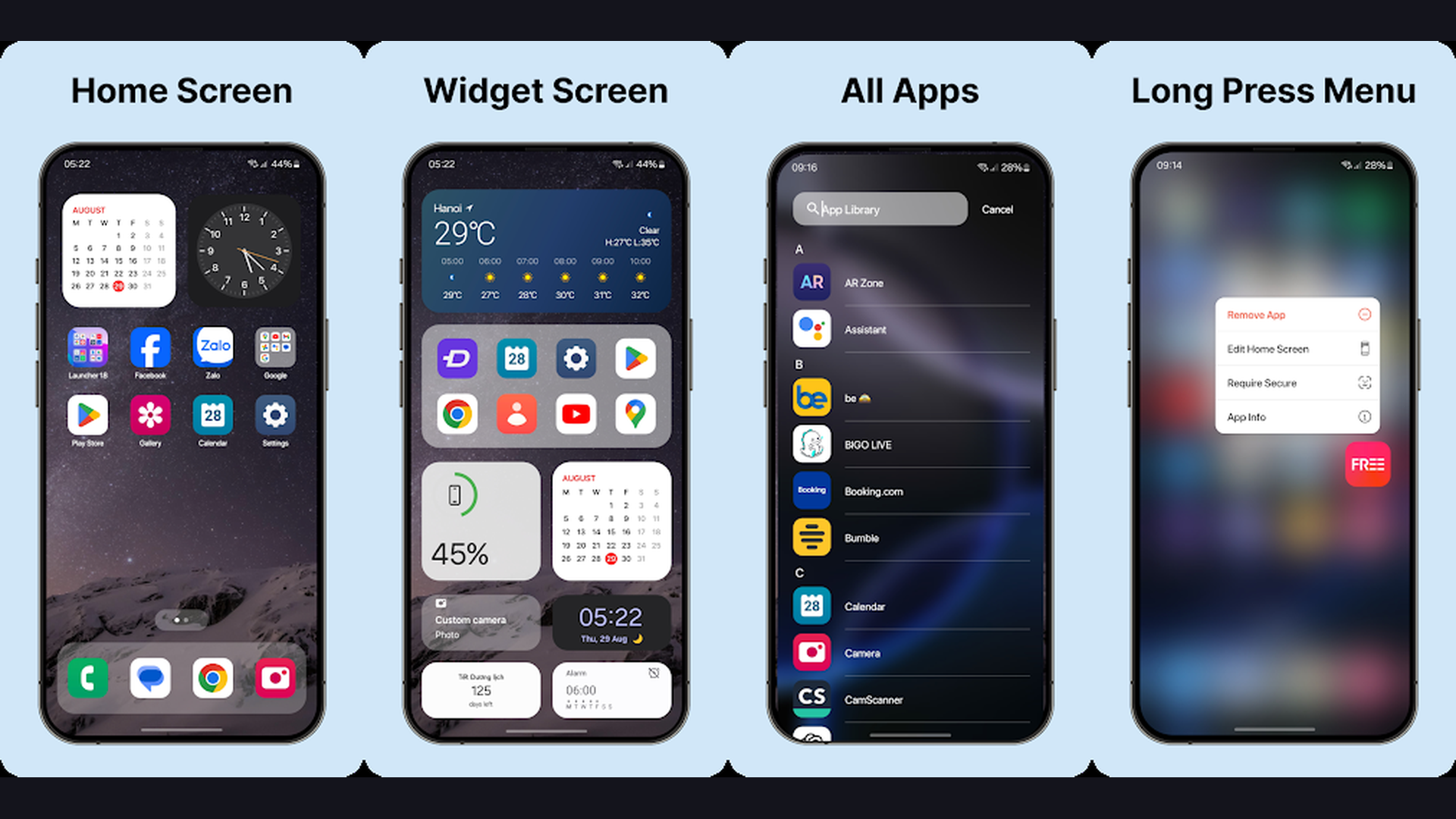 Launcher OS 18 features and interface