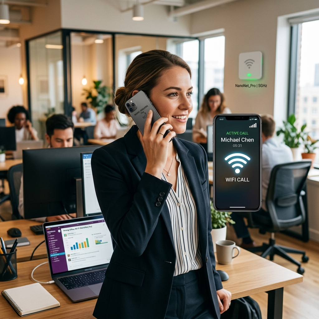 Professional crystal clear voice call in an office