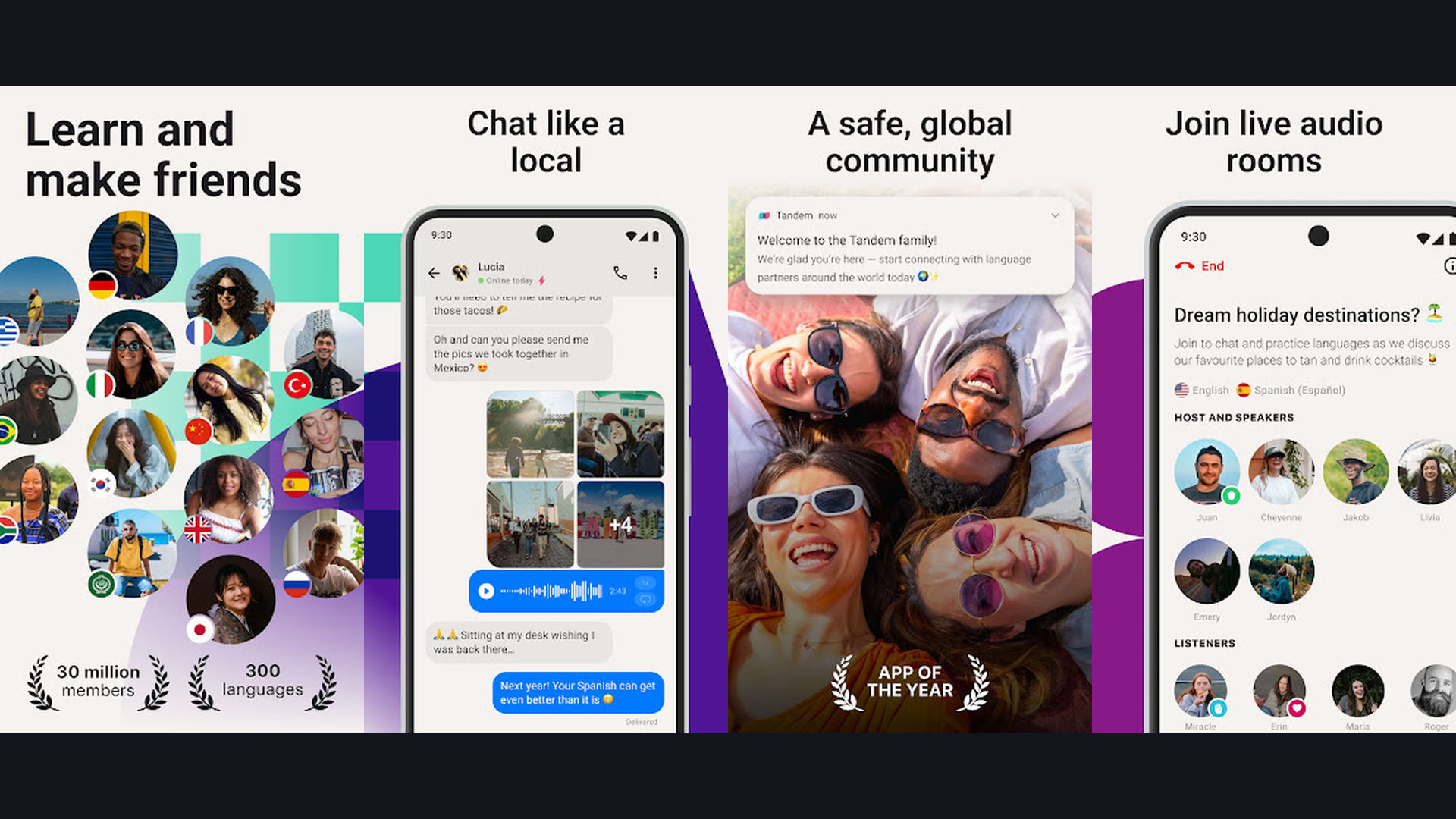 Tandem language learning app screenshots