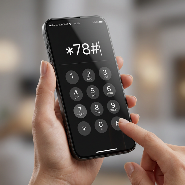 Typing the SCOM *78# USSD code on a smartphone dialer to check the mobile number