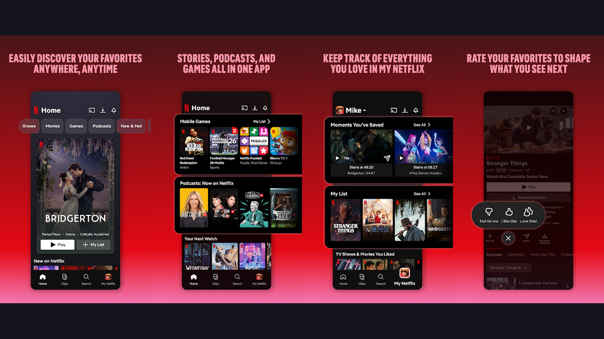 Netflix screenshots and features