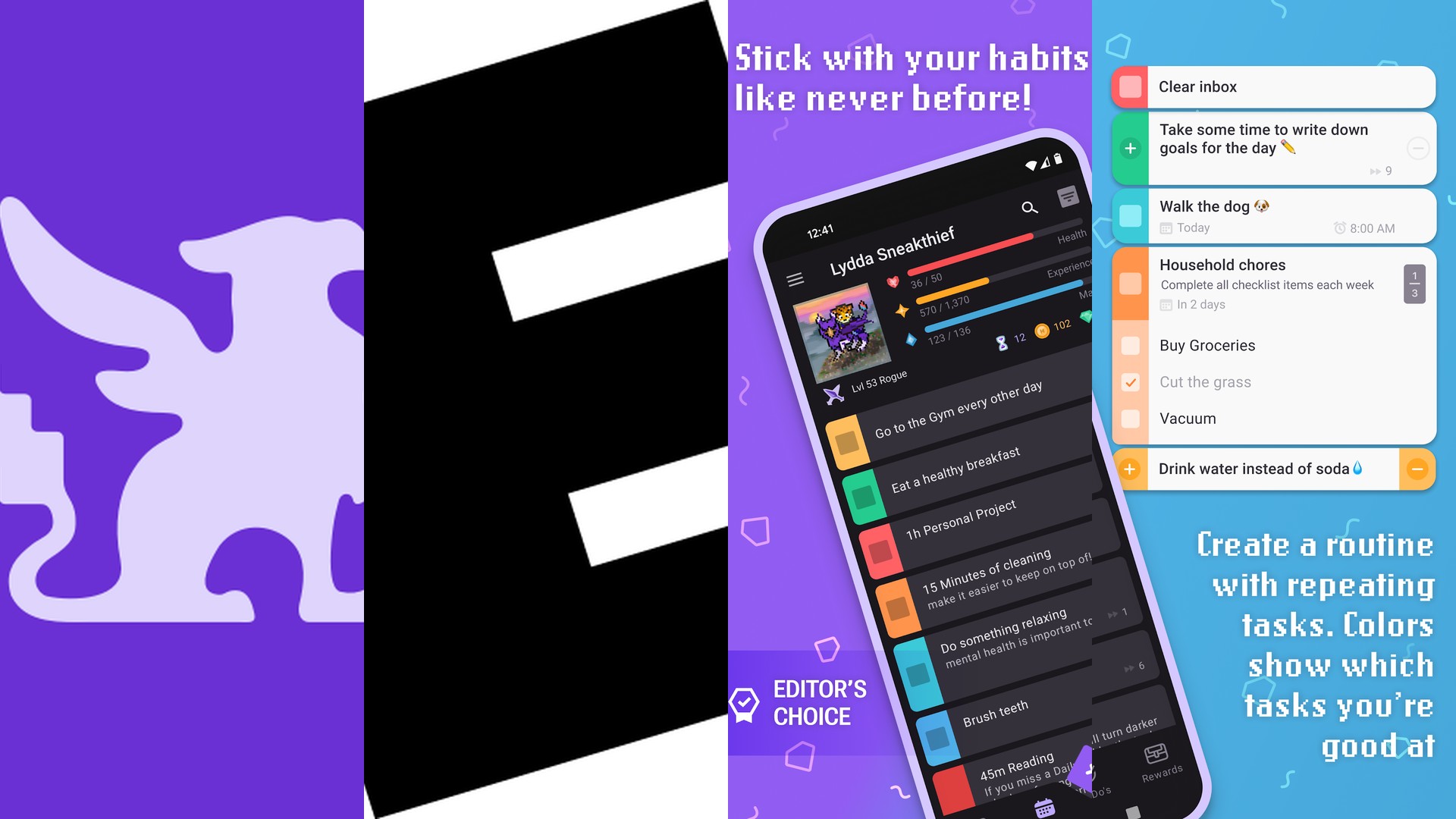 Habitica reminder app features and interface