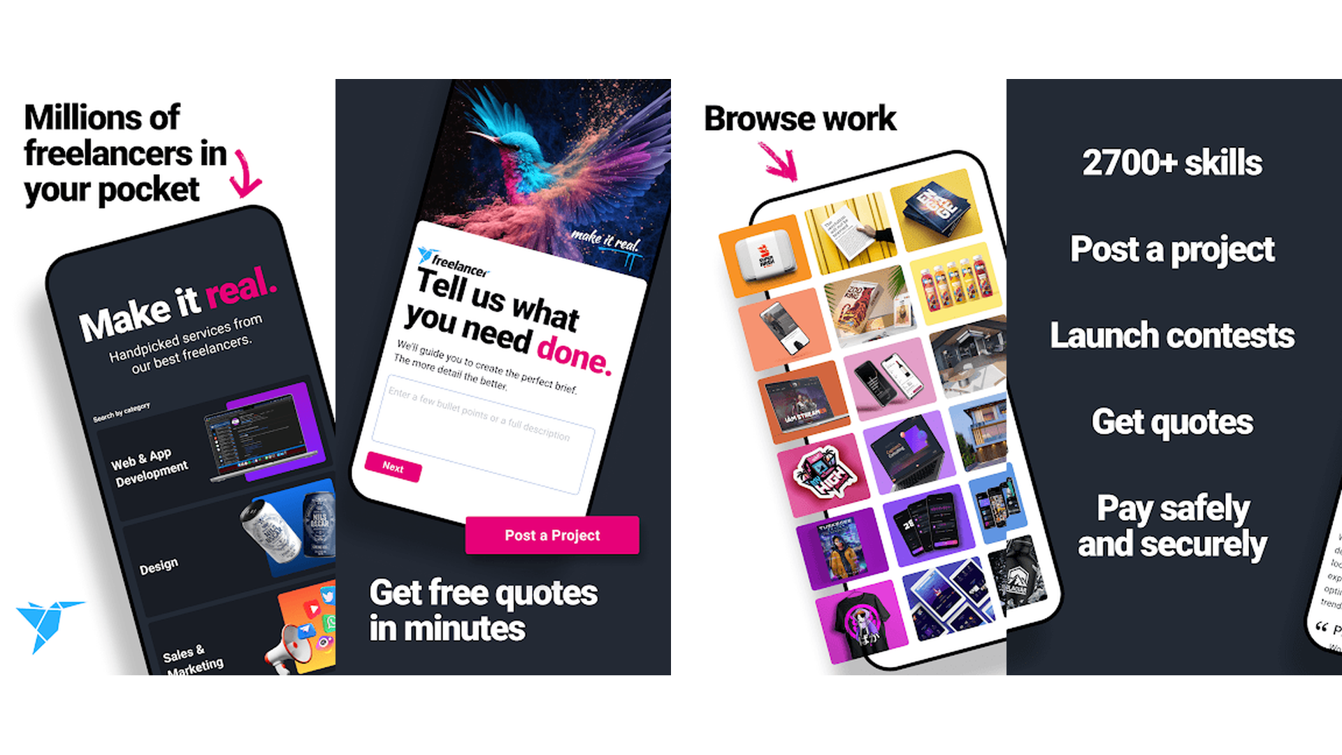 Freelancer app screenshots