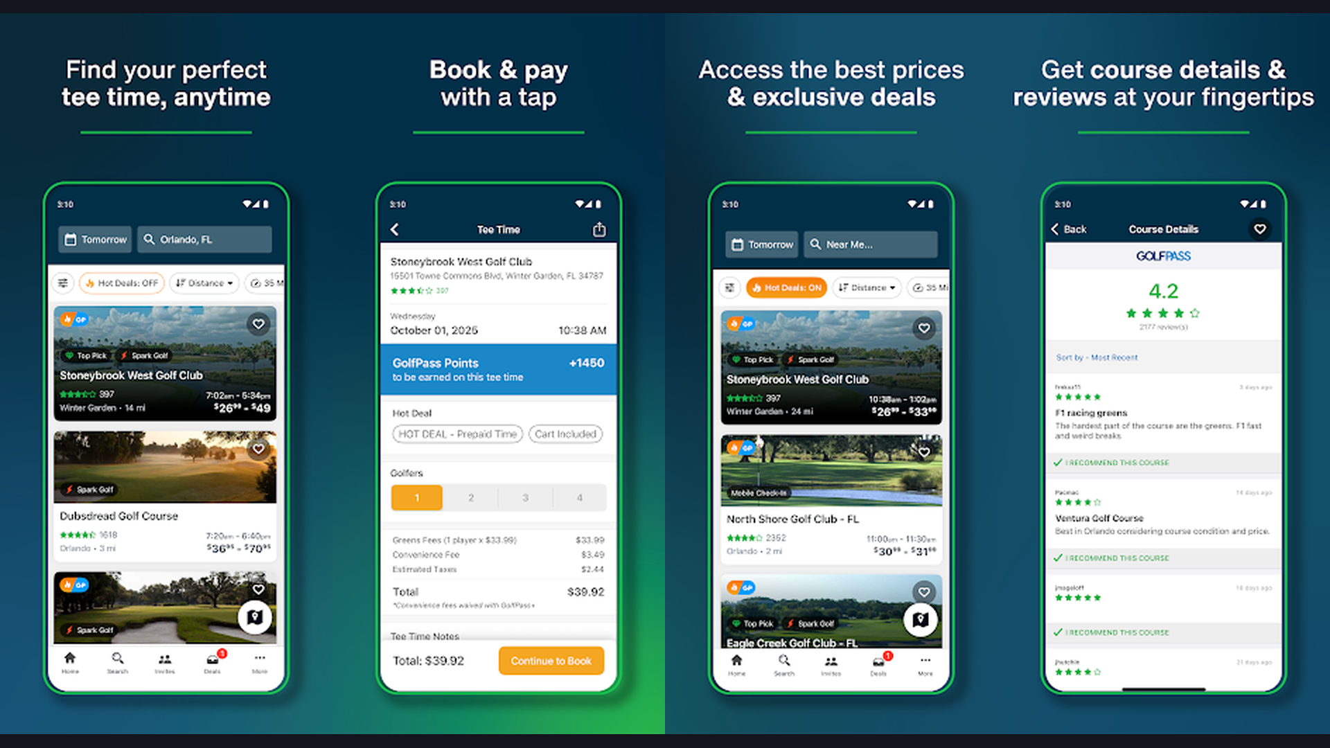 GolfNow golf app screenshots