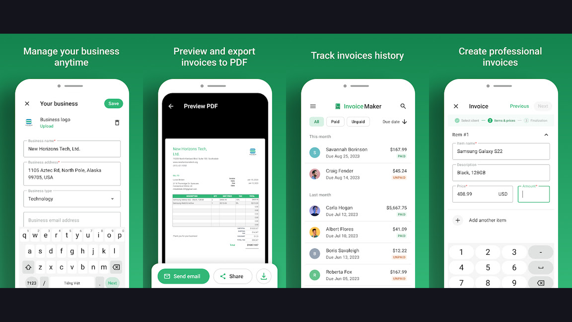 Invoice & Receipt Maker gameplay and screenshots