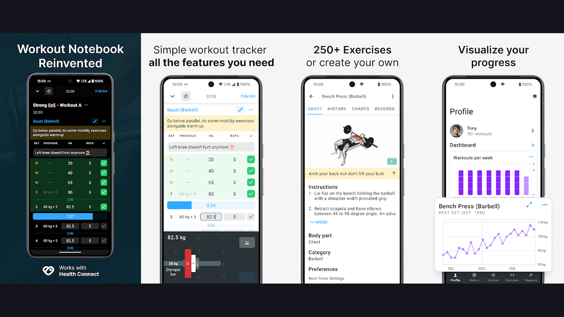 Strong Workout Tracker app screenshots