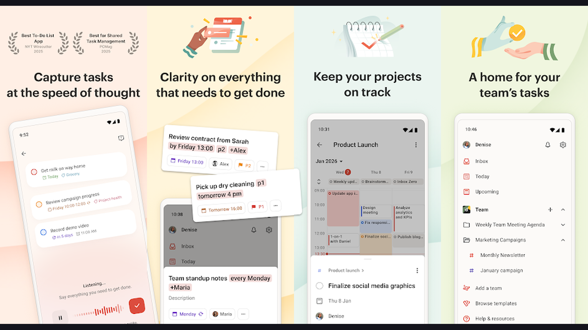 Todoist digital planner app screenshots