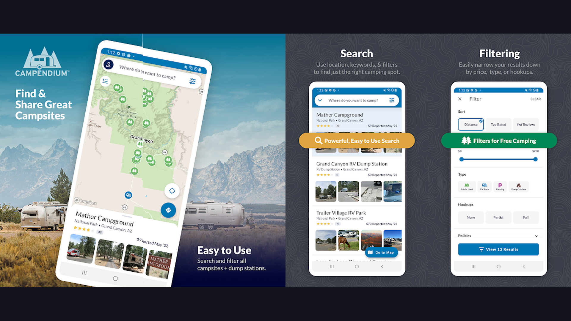Campendium app screenshots