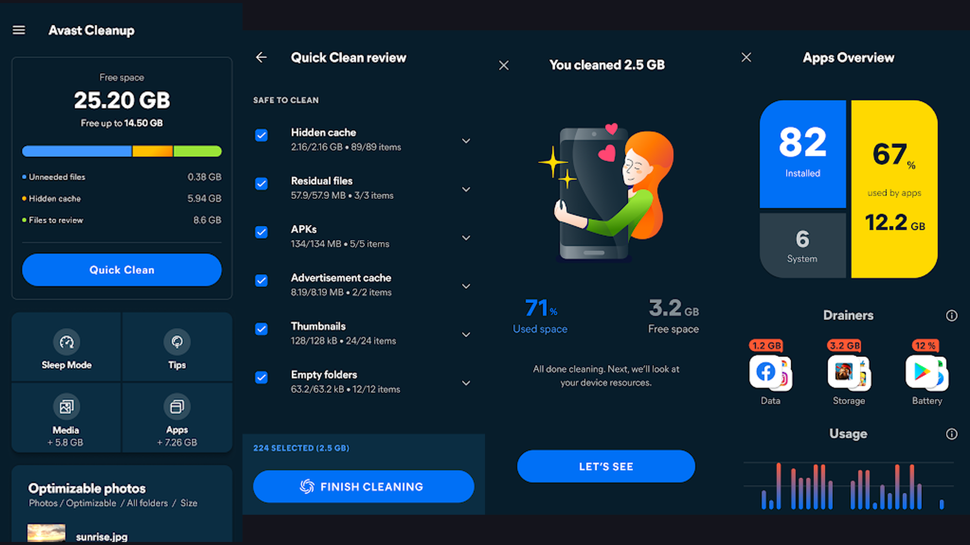 Avast Cleanup app screenshots and features