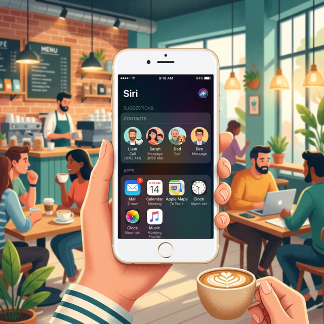 The Proactive Siri suggestions screen showing app and contact shortcuts