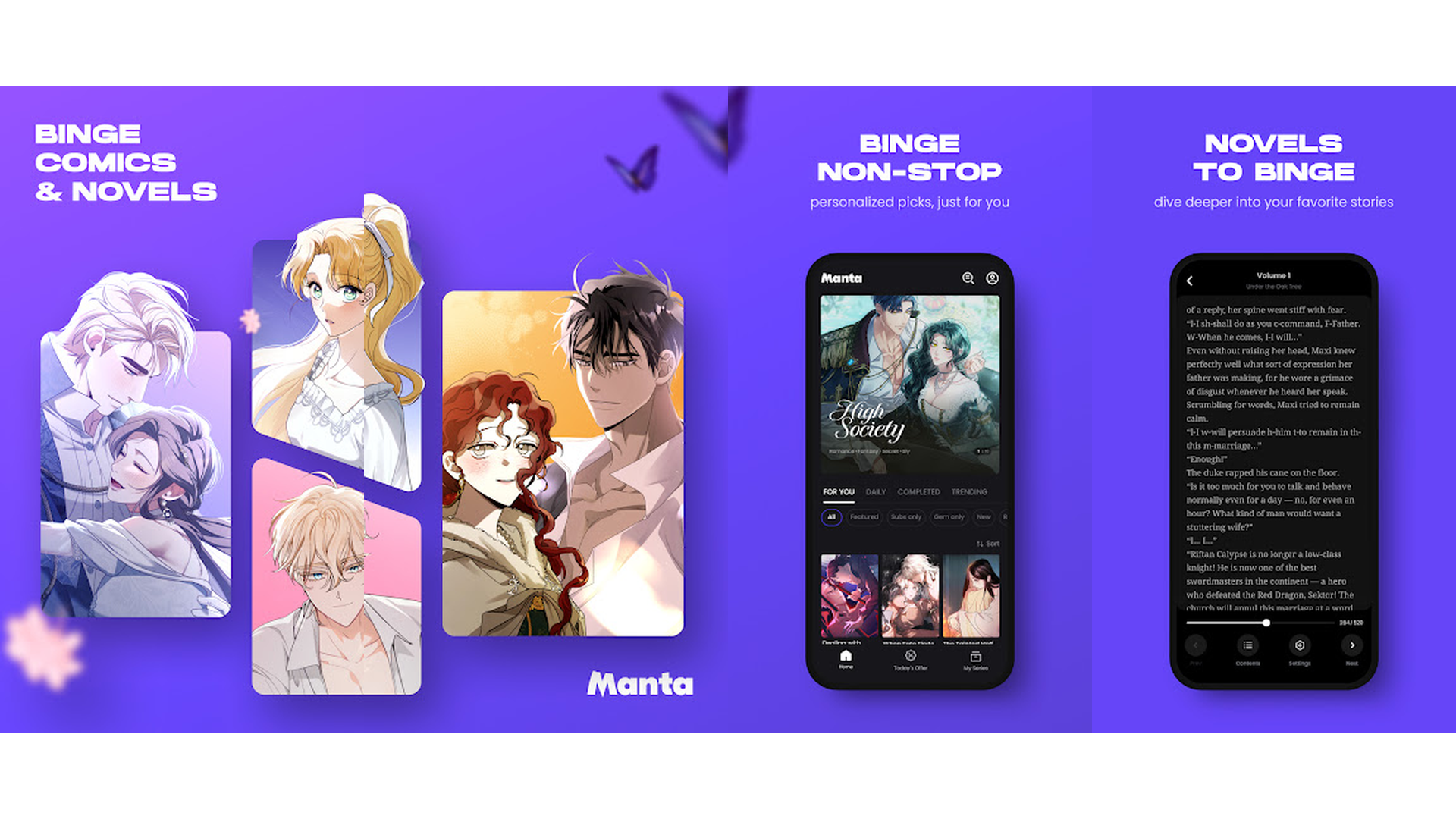Manta manhwa comics and novels app screenshots