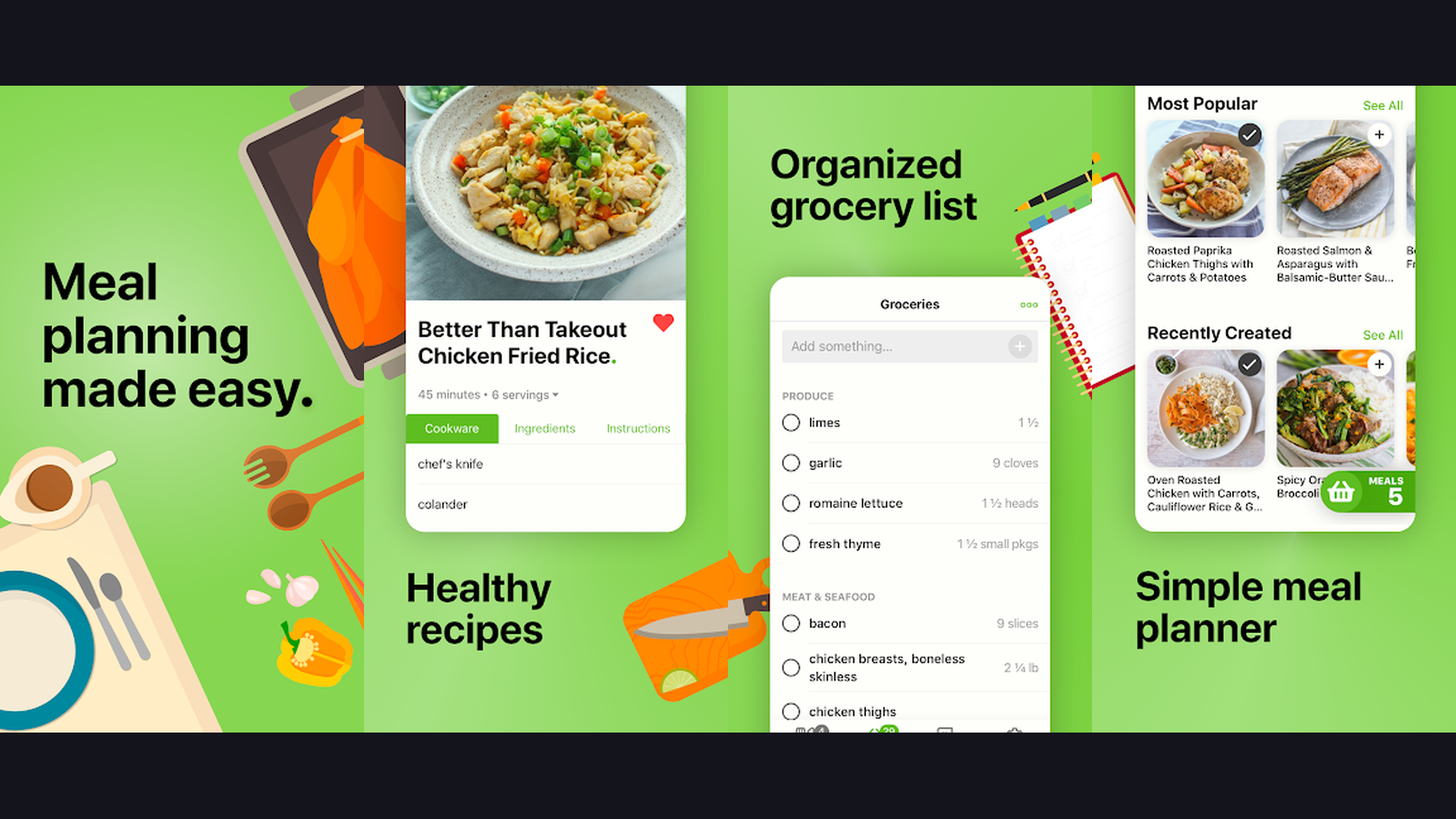 Mealime app screenshots