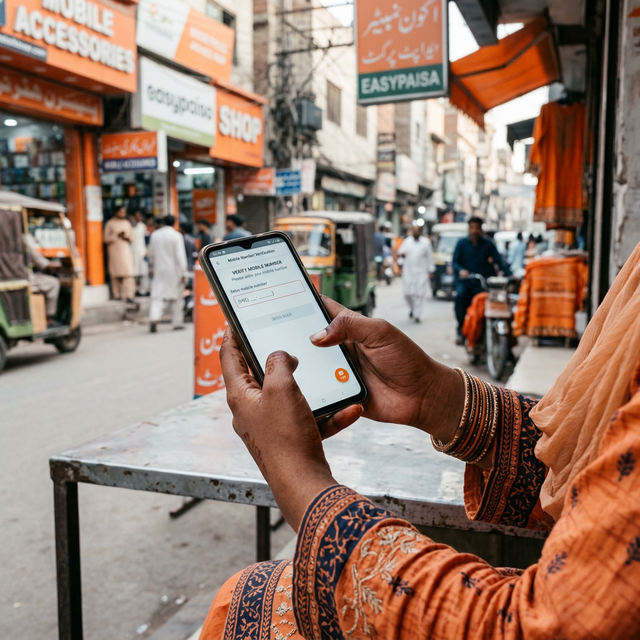 Pakistani user verifying Ufone SIM number via USSD on a smartphone without balance