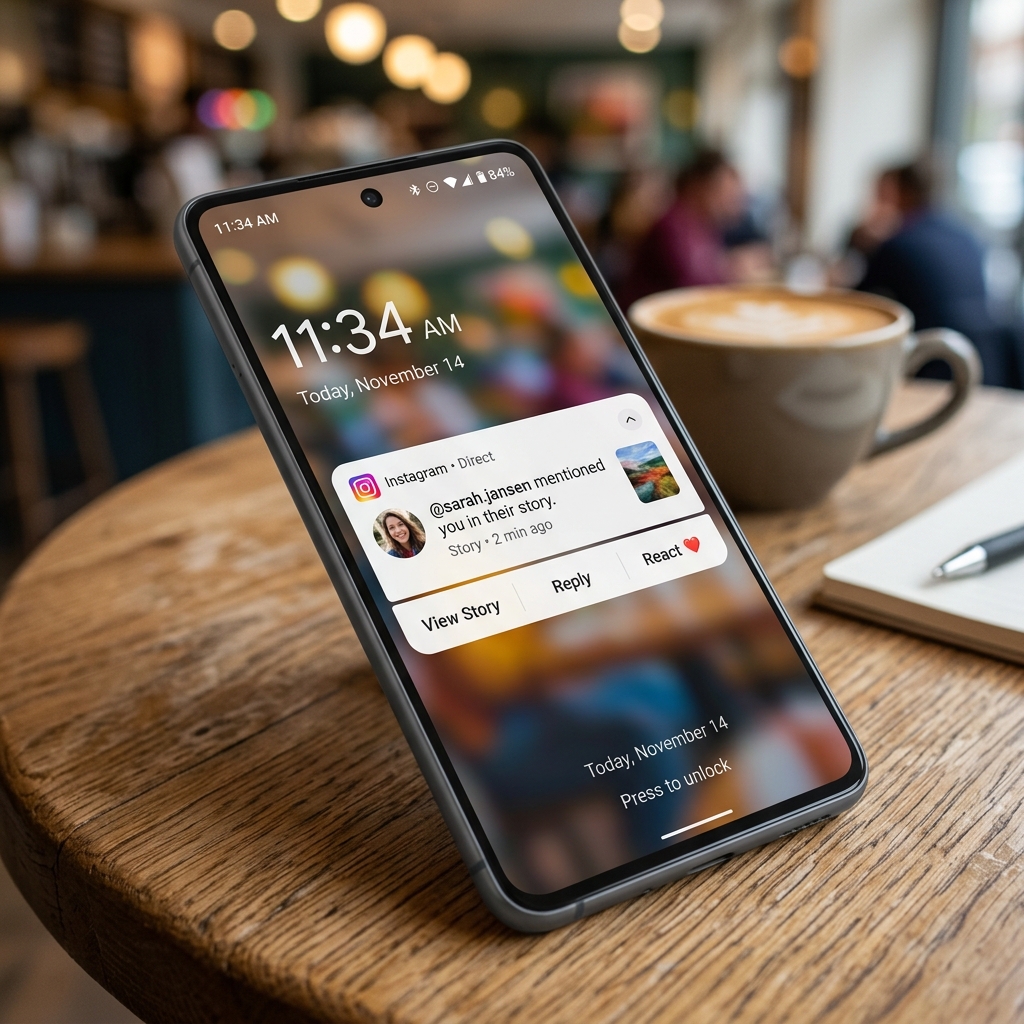 Instagram notification about being mentioned in a story