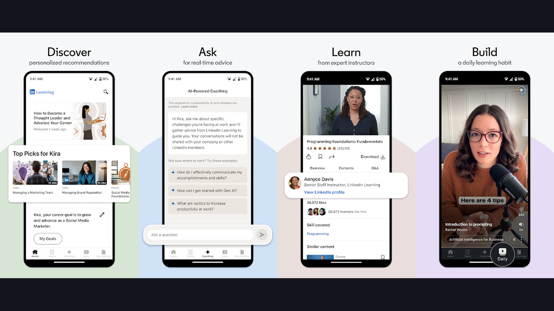 LinkedIn Learning app screenshots