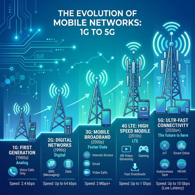 Mobile Networks: From 1G to 5G – Complete Evolution Guide 2026