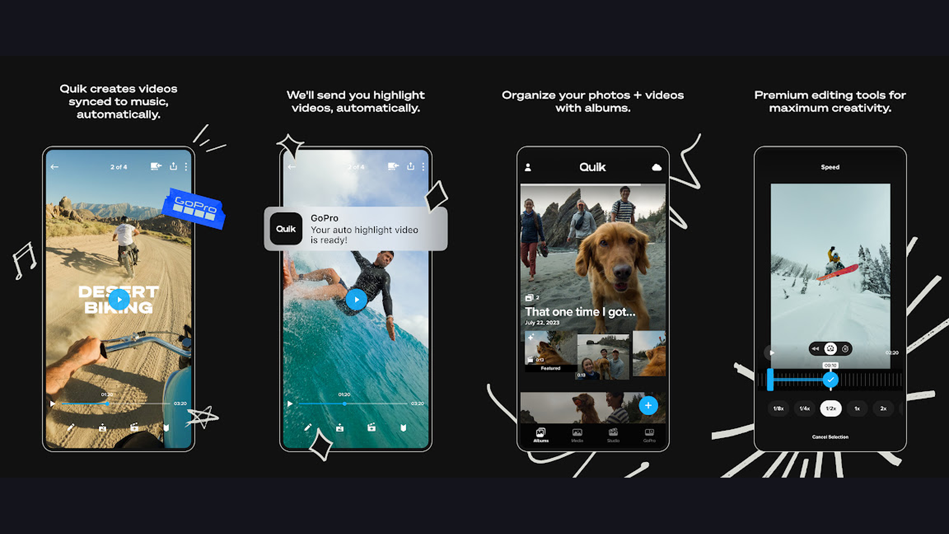 GoPro Quik reel editing app screenshots