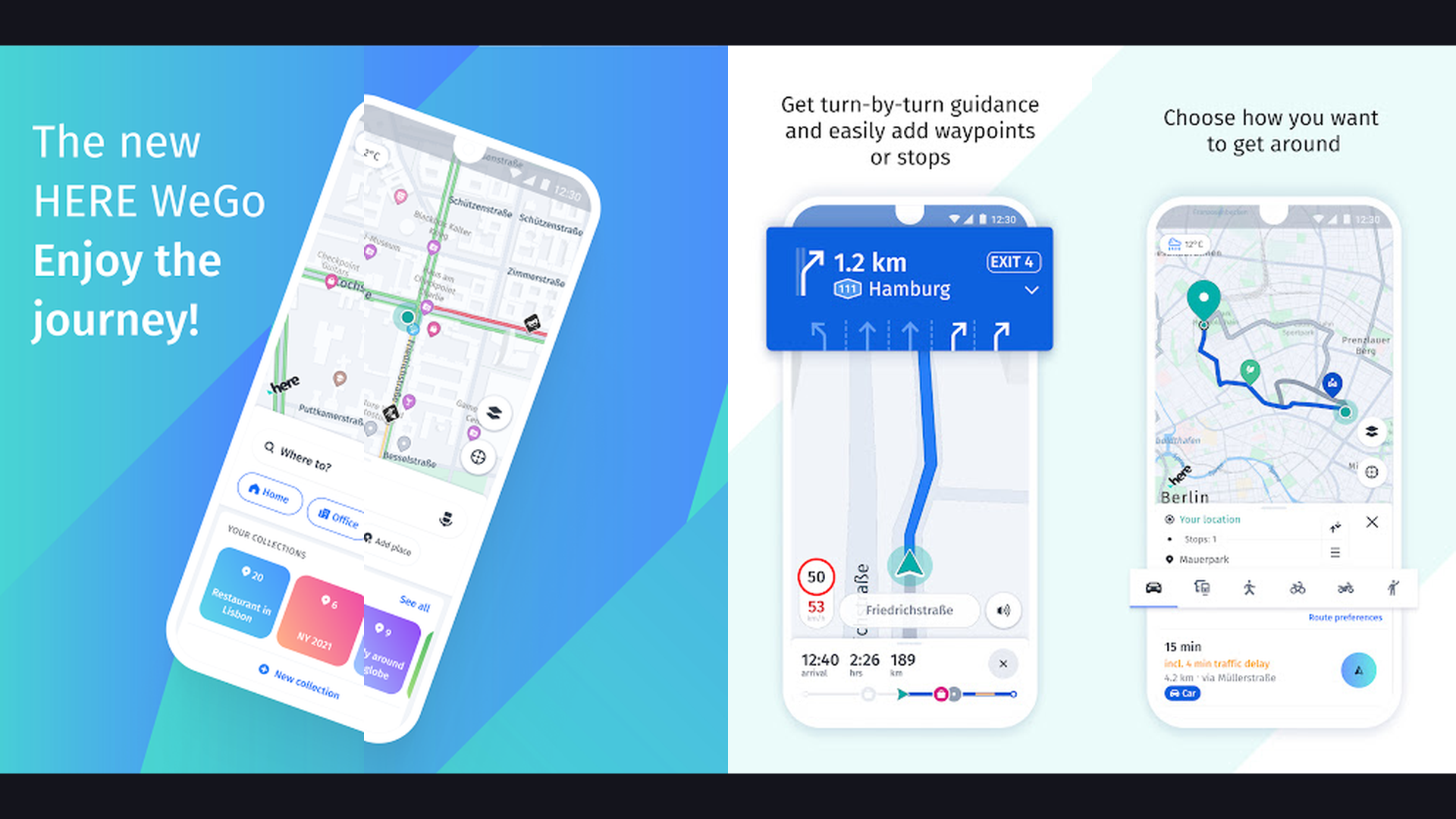 HERE WeGo navigation app screenshots