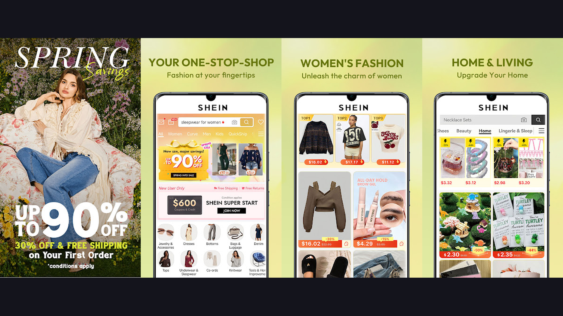 SHEIN online shopping app screenshots