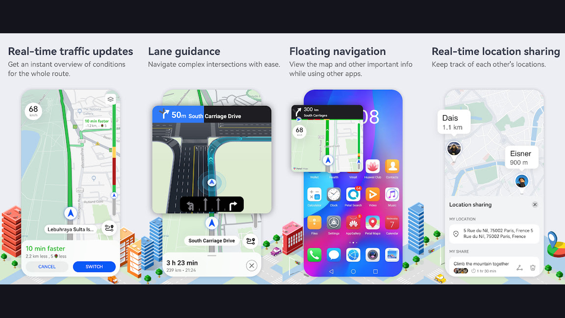 Petal Maps navigation app screenshots