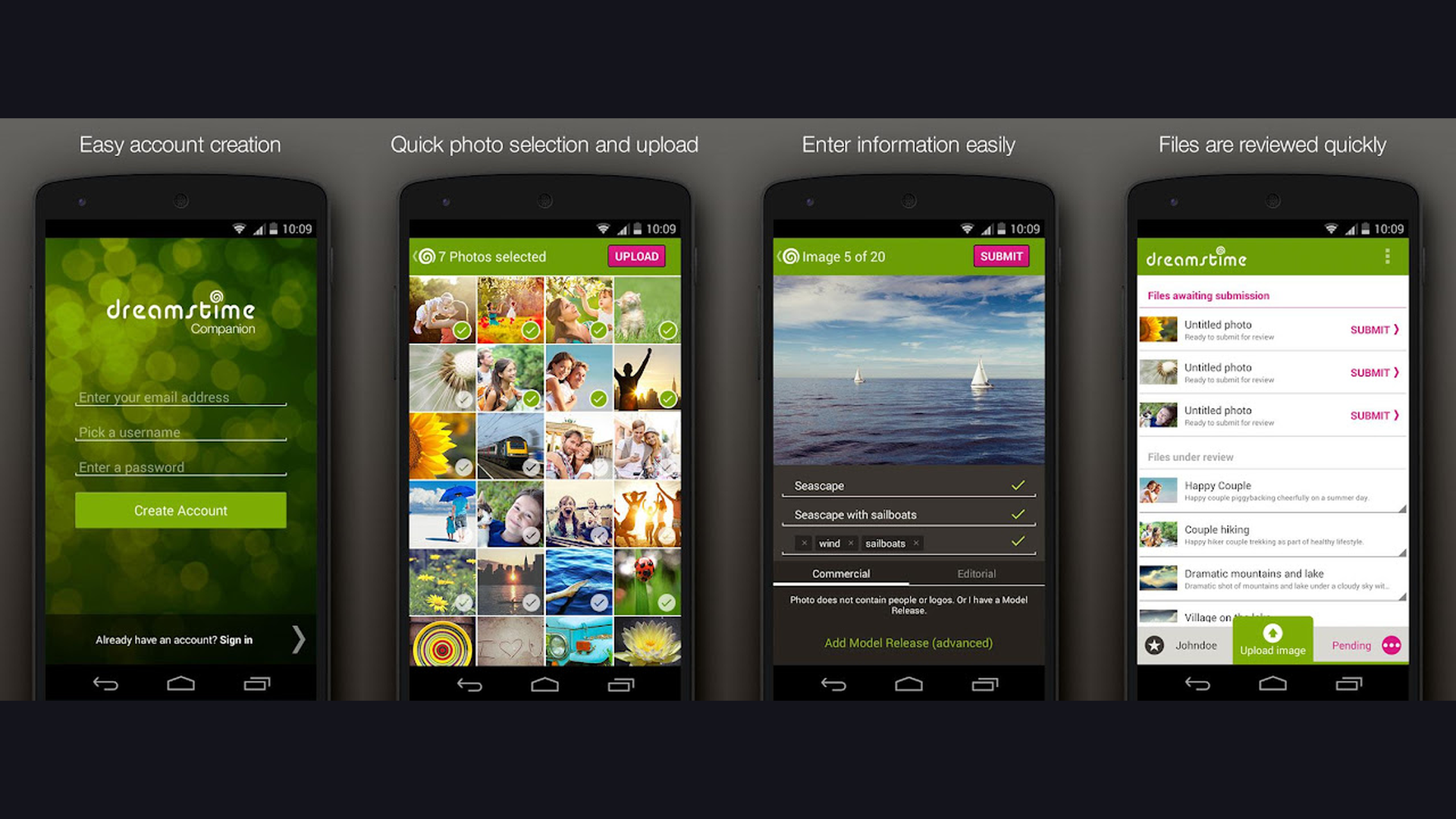 Dreamstime features and interface