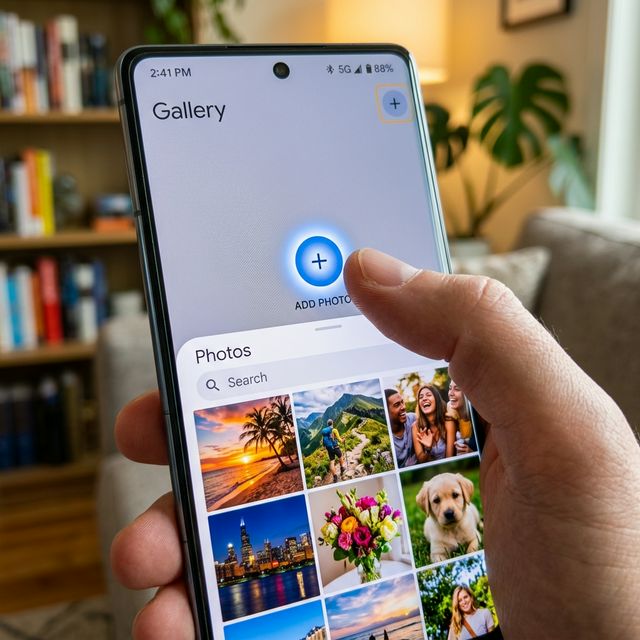 Modern mobile interface highlighting the Instagram camera roll photo selection grid
