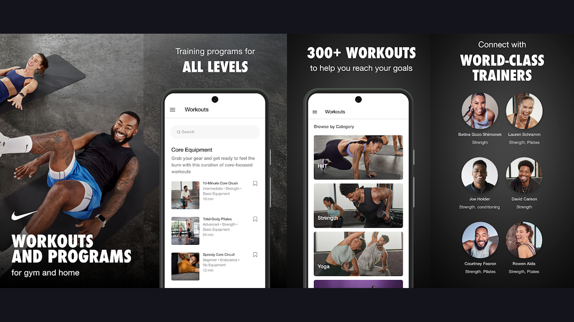 Nike Training Club app screenshots