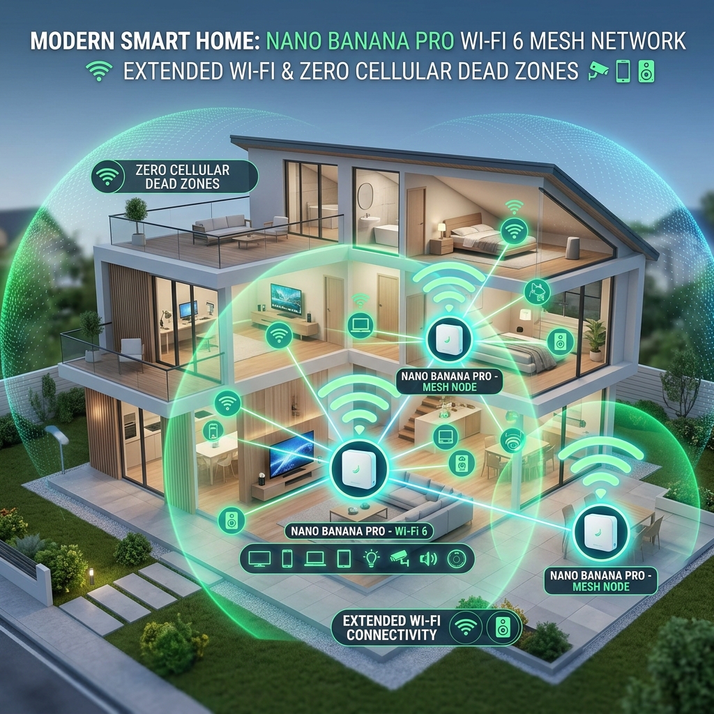Extended indoor Wi-Fi coverage eliminating dead zones