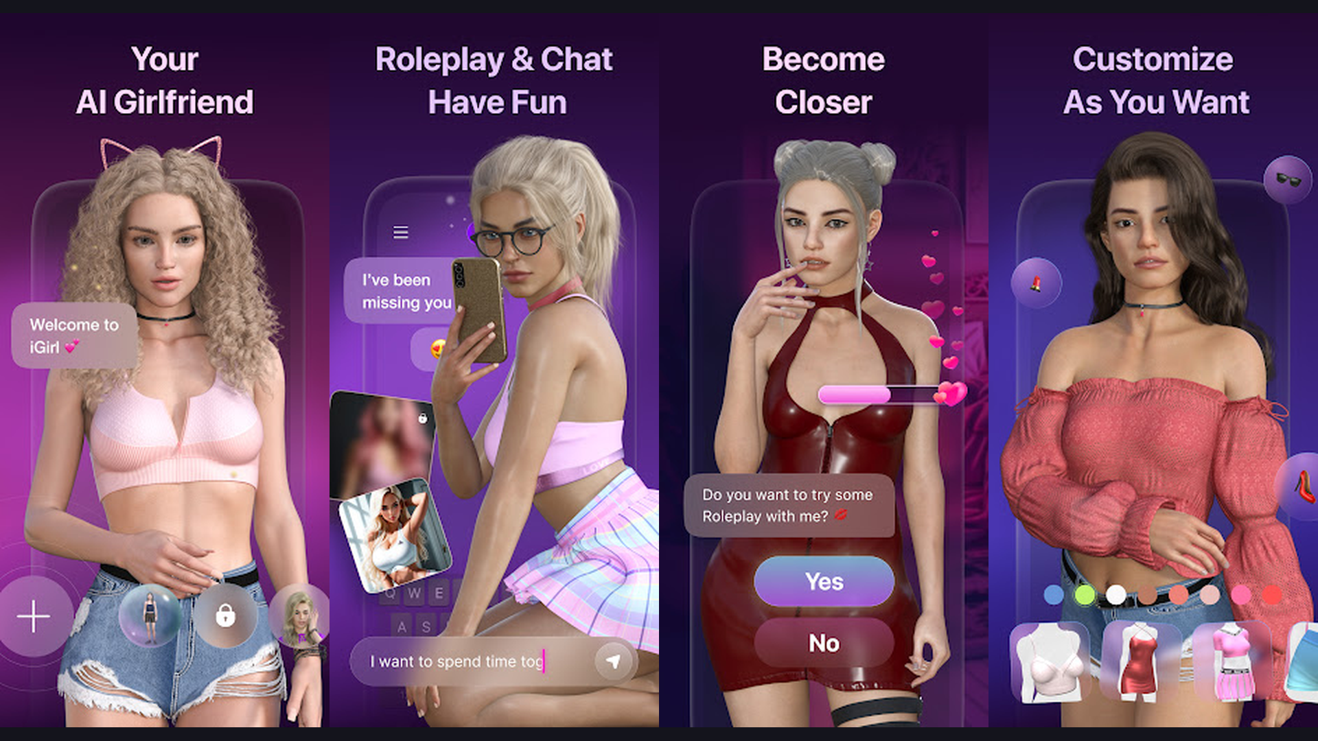 iGirl AI boyfriend app screenshots